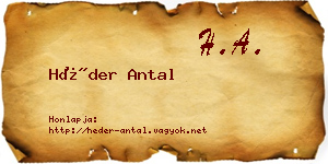 Héder Antal névjegykártya